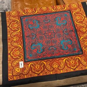 Vintage Yves Saint Laurent Vibrant Paisley Silk Scarf